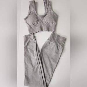 Savvi Sports Bra and High Waist Leggings Set, Color Gray Size S-M